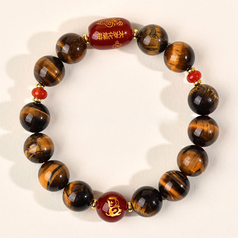 Buddha Stones ​​12 Chinesische Tierkreiszeichen Natürliches Tigerauge Roter Achat Schutzarmband - 12 mm (Handgelenkumfang 17-18 cm) - Affe - image 41