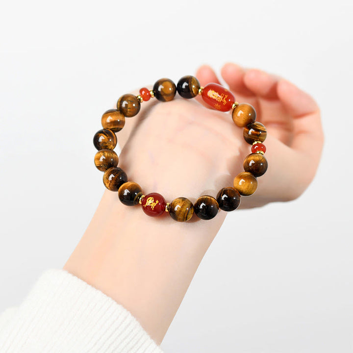 Buddha Stones ​​12 Chinesische Tierkreiszeichen Natürliches Tigerauge Roter Achat Schutzarmband - image 14