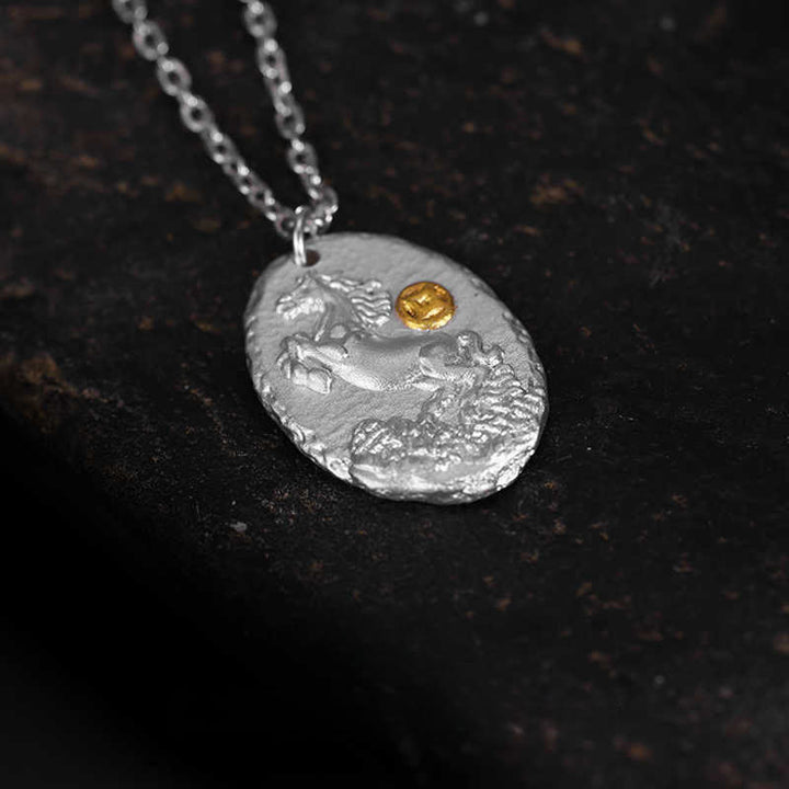 Buddha Stones, Halskette mit Anhänger aus 999er Sterlingsilber, Jahr des Pferdes, Kette aus 925er Sterlingsilber, Wohlstandssymbol - image 2