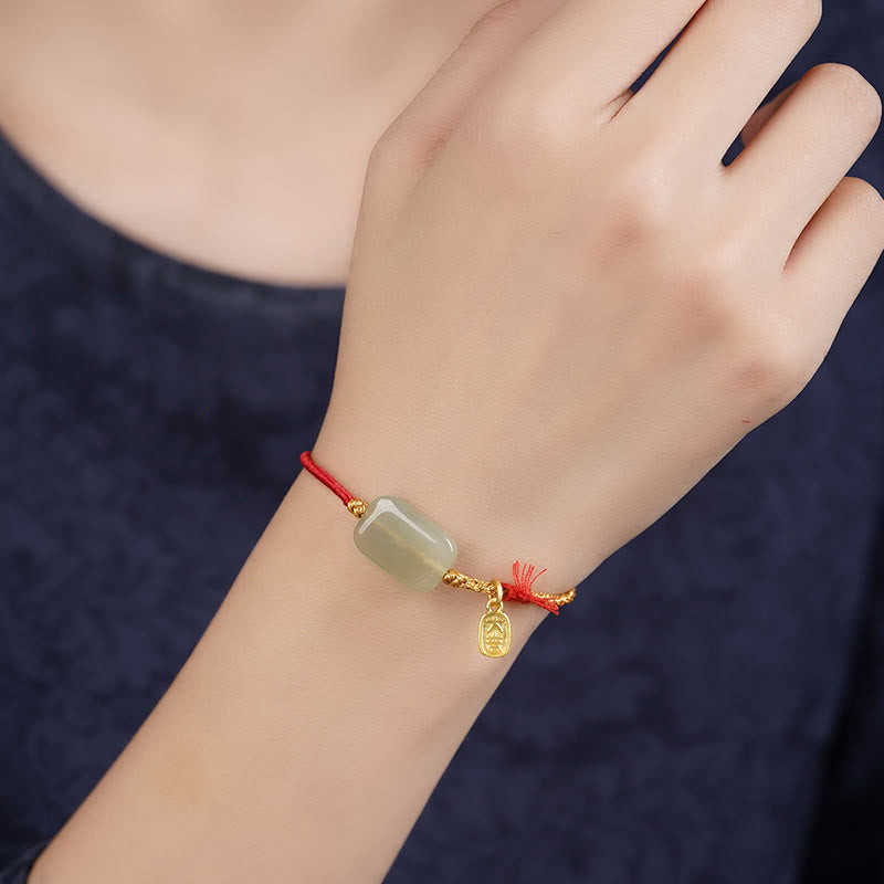 Buddha Stones, 925er Sterlingsilber, Hetian-Jade, Wohlstandsarmband - image 1