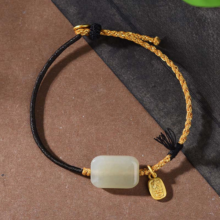 Buddha Stones, 925er Sterlingsilber, Hetian-Jade, Wohlstandsarmband - Hetian-Jade & schwarze Schnur (Handgelenkumfang: 15-18 cm) - image 7