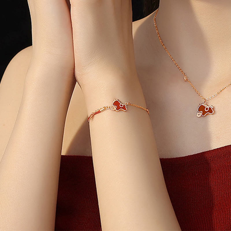 Buddha Stones, 925er Sterlingsilber, Jahr des Pferdes, rote Schnur, roter Achat-Münzanhänger, Glücksarmband - image 25