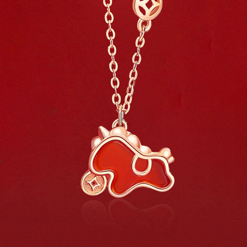 Buddha Stones aus 925er Sterlingsilber mit rotem Achat, Jahr des Pferdes, asymmetrischer Schutz - image 16