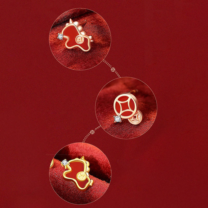 Buddha Stones, 925er Sterlingsilber, Jahr des Pferdes, rote Schnur, roter Achat-Münzanhänger, Glücksarmband - image 21