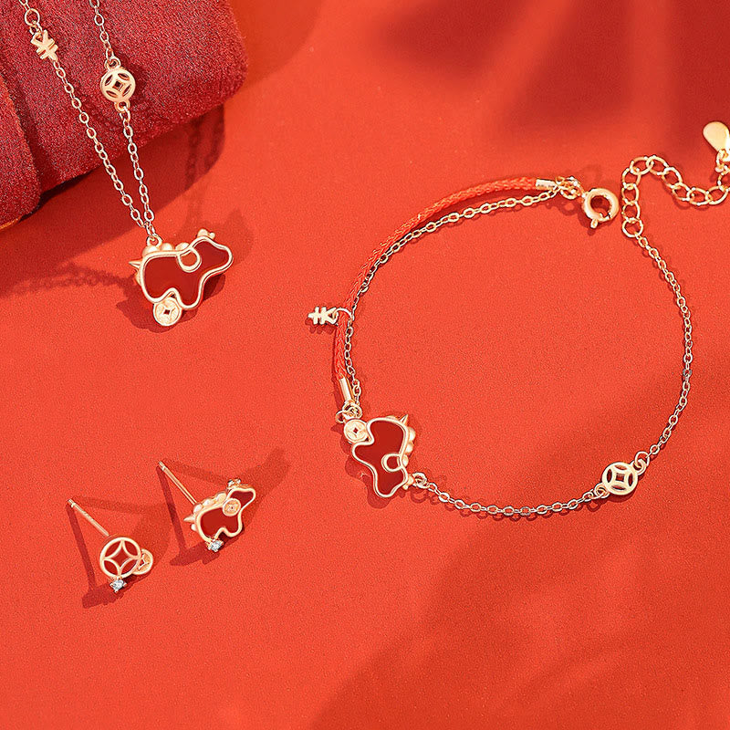 Buddha Stones ​​925 Sterling Silber Jahr des Pferdes Münzanhänger mit rotem Achat Segens-Halskette - image 21