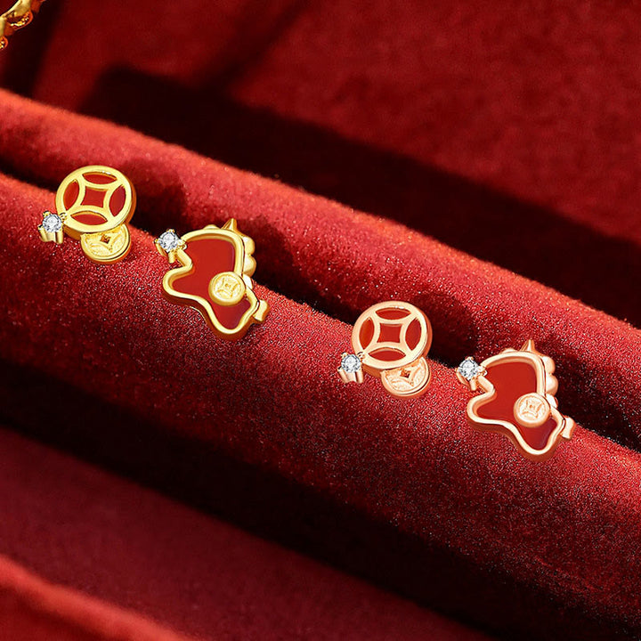 Buddha Stones aus 925er Sterlingsilber mit rotem Achat, Jahr des Pferdes, asymmetrischer Schutz - image 7