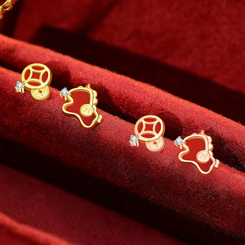 Buddha Stones aus 925er Sterlingsilber mit rotem Achat, Jahr des Pferdes, asymmetrischer Schutz - image 7