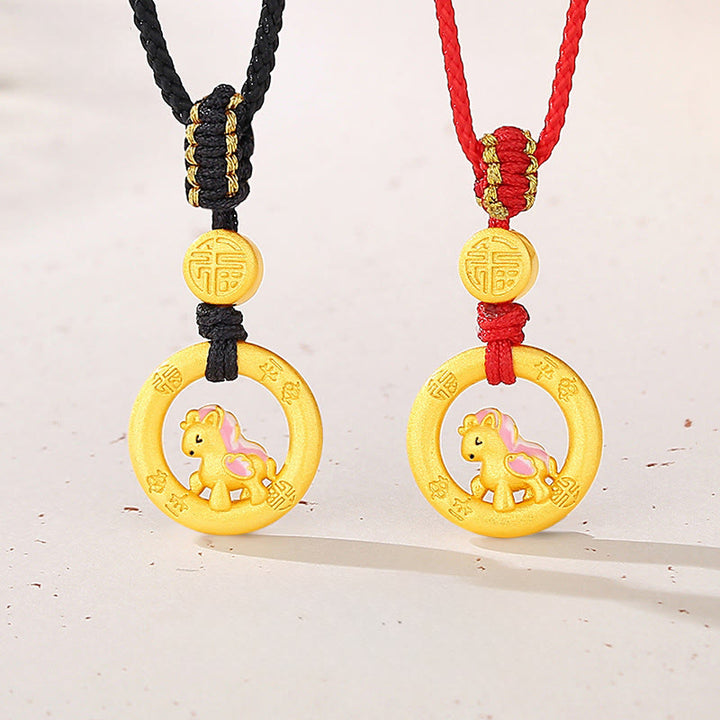 Buddha Stones, 925er Sterlingsilber, Jahr des Pferdes, Friedensschnalle, Balance-String-Paararmband - image 19