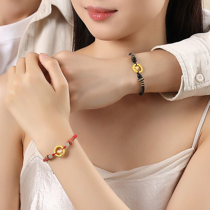 Buddha Stones, 925er Sterlingsilber, Jahr des Pferdes, Friedensschnalle, Balance-String-Paararmband - image 13