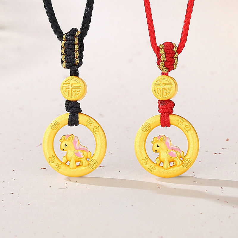 Buddha Stones, 925er Sterlingsilber, Jahr des Pferdes, Friedensschnalle, Fu-Zeichen, Glücksanhänger - image 0