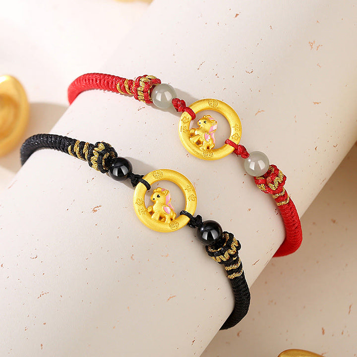 Buddha Stones, 925er Sterlingsilber, Jahr des Pferdes, Friedensschnalle, Balance-String-Paararmband - image 12