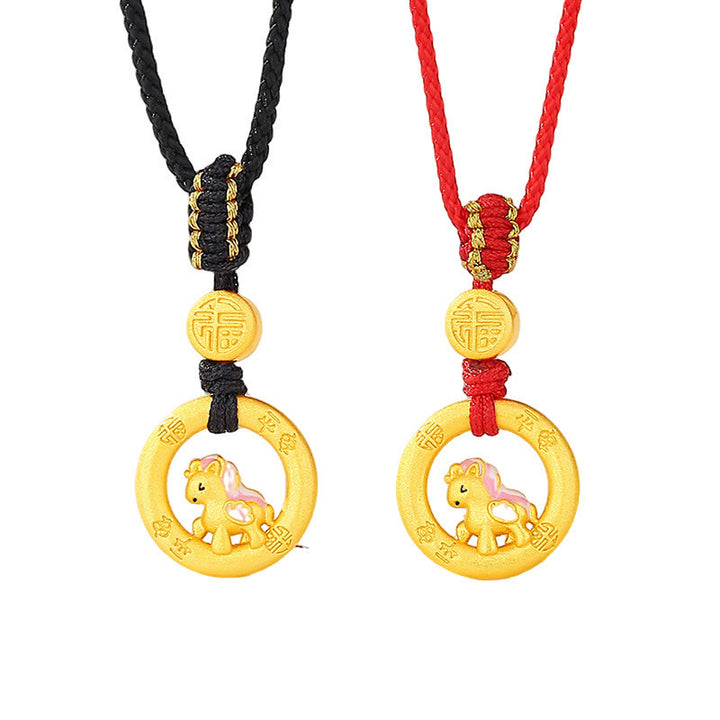 Buddha Stones, 925er Sterlingsilber, Jahr des Pferdes, Friedensschnalle, Balance-String-Paararmband - image 22