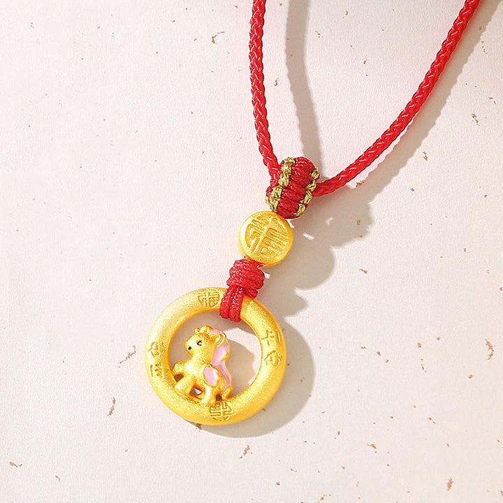 Buddha Stones, 925er Sterlingsilber, Jahr des Pferdes, Friedensschnalle, Balance-String-Paararmband - Halskette aus rotem Garn mit Pferd - image 16