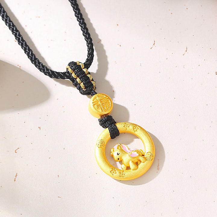 Buddha Stones, 925er Sterlingsilber, Jahr des Pferdes, Friedensschnalle, Balance-String-Paararmband - Schwarze Pferdekette - image 14