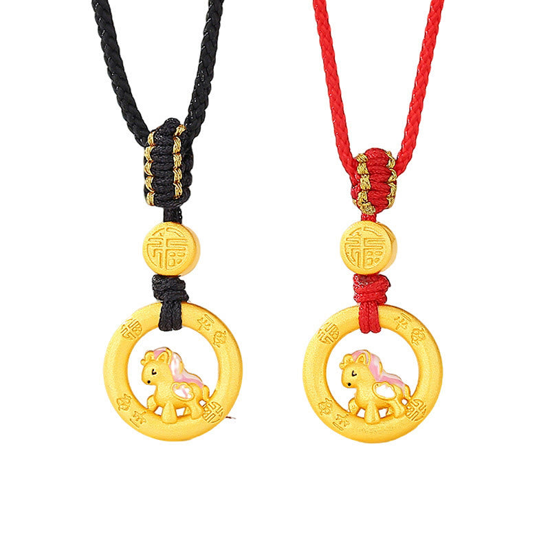 Buddha Stones, 925er Sterlingsilber, Jahr des Pferdes, Friedensschnalle, Balance-String-Paararmband - image 22