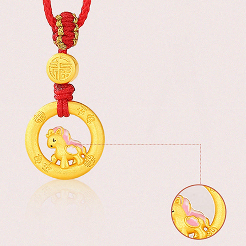 Buddha Stones, 925er Sterlingsilber, Jahr des Pferdes, Friedensschnalle, Fu-Zeichen, Glücksanhänger - image 9