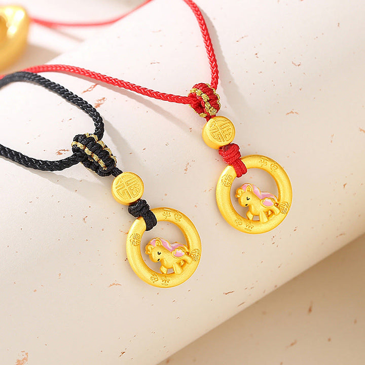 Buddha Stones, 925er Sterlingsilber, Jahr des Pferdes, Friedensschnalle, Balance-String-Paararmband - image 21