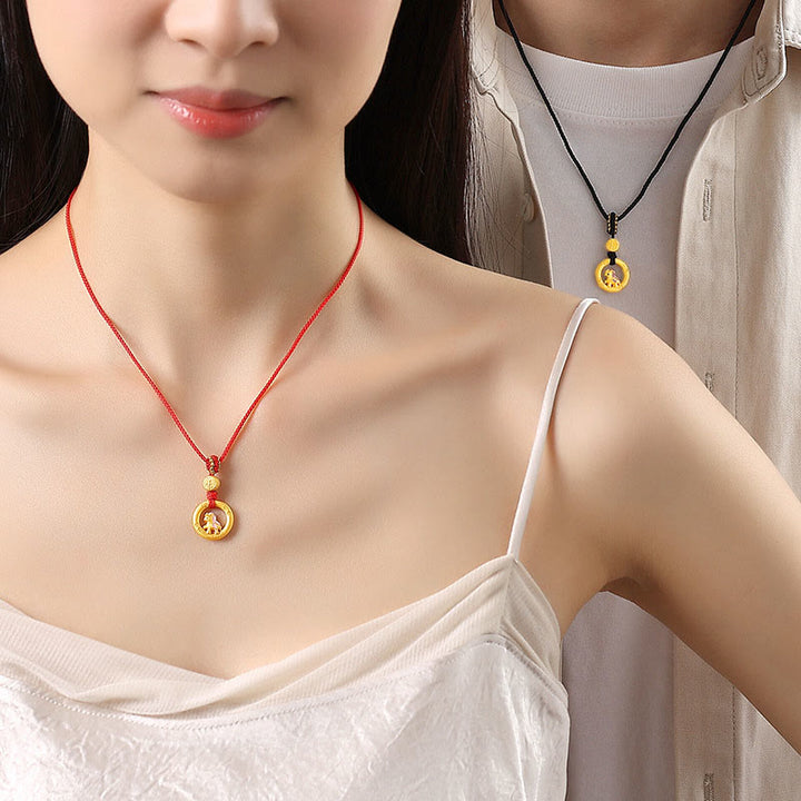 Buddha Stones, 925er Sterlingsilber, Jahr des Pferdes, Friedensschnalle, Balance-String-Paararmband - image 23