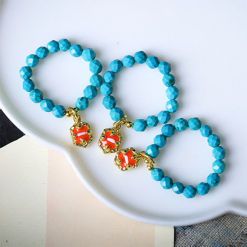 Buddha Stones ​​4 mm ultrafeiner, facettierter Türkisperlen-Ring mit starkem Gummizug - image 4