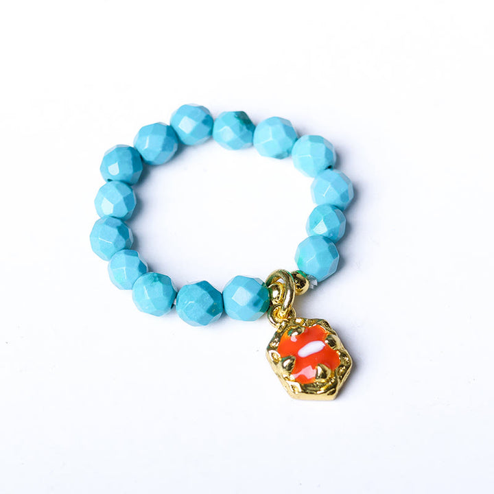 Buddha Stones ​​4 mm ultrafeiner, facettierter Türkisperlen-Ring mit starkem Gummizug - image 7