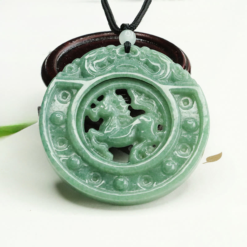 Buddha Stones ​​Jahr des Pferdes Runde Jade Glücksseil-Halskette Anhänger - image 4