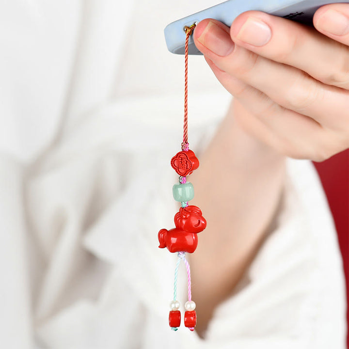 Buddha Stones, Jahr des Pferdes, natürlicher Zinnober, Fu-Zeichen, Segenswunsch, Handy-Hängedekoration - image 4