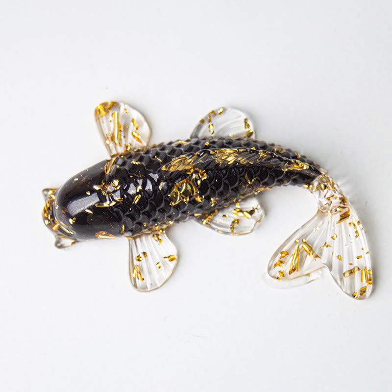 Buddha Stones, Koi-Fisch-Kristallsplitter, Epoxidharz-Glücksdekoration  - Schwarzer Obsidian (60 x 40 x 20 mm) - image 6
