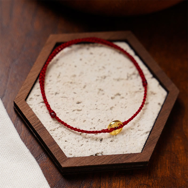 Buddha Stones, handgefertigte Kupfermünzen, Charm-Verbindung, geflochtene Schnur, verstellbares Armband/Fußkettchen - Rotes Fußkettchen - image 11