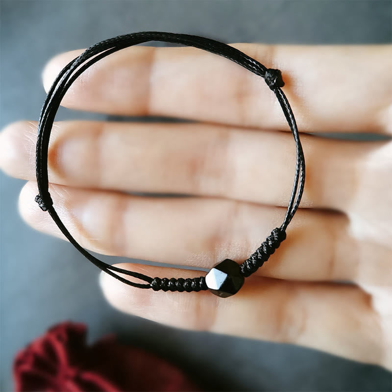 Buddha Stones , natürliches schwarzes Obsidian-Armband, geflochten - image 6