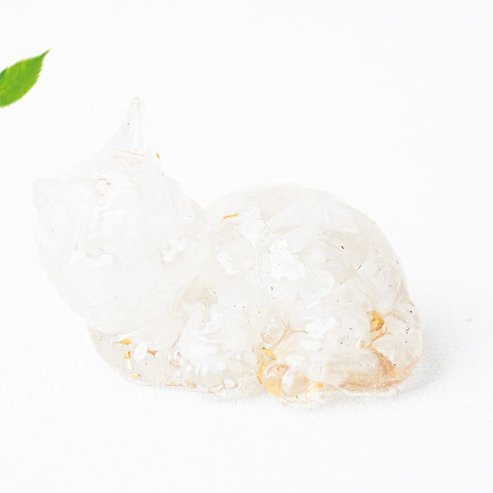 Buddha Stones, Kristallsplitter, Epoxidharz, kleine Katze, positive Dekoration  - Weißer Türkis (32 x 43 x 53 mm) - image 3