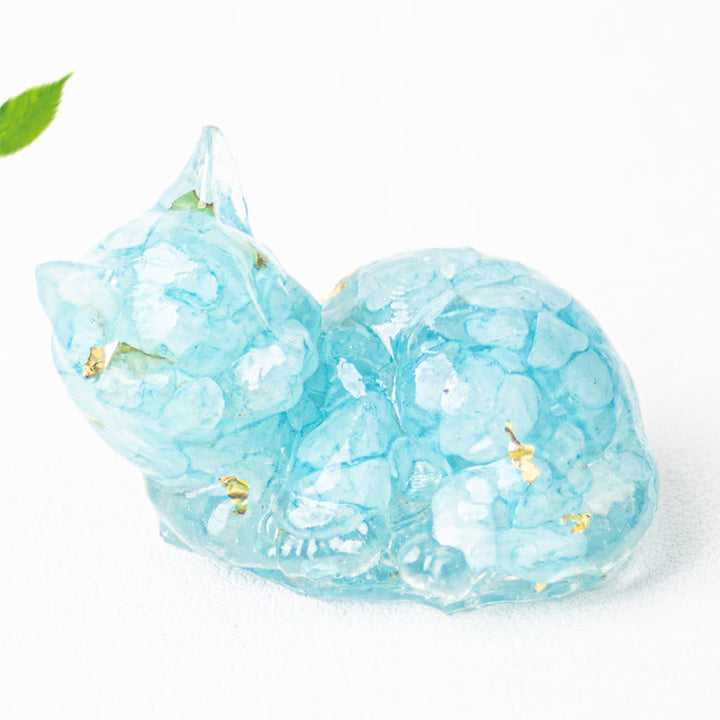 Buddha Stones, Kristallsplitter, Epoxidharz, kleine Katze, positive Dekoration  - Aquamarin (32*43*53mm) - image 9