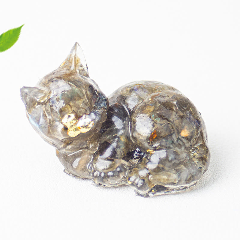 Buddha Stones, Kristallsplitter, Epoxidharz, kleine Katze, positive Dekoration  - Labradorit (32 x 43 x 53 mm) - image 13