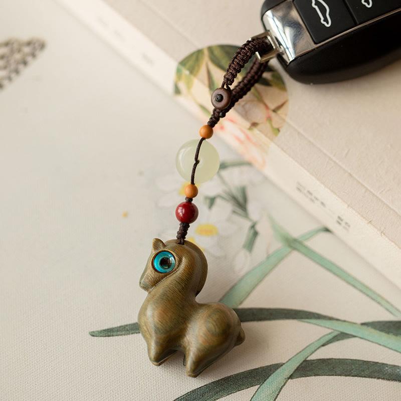 Buddha Stones ​​Jahr des Pferdes Kleinblättriges rotes Sandelholz Grünes Sandelholz Ebenholz Ruhiger Schlüsselanhänger - image 9