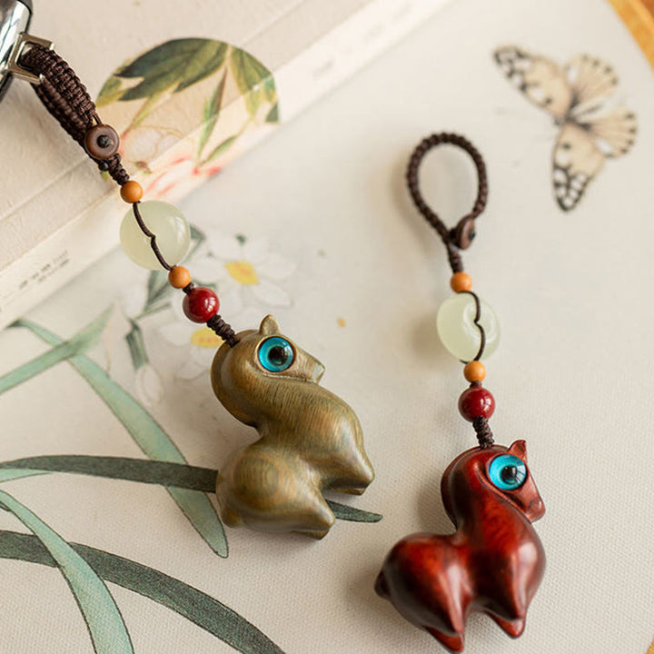 Buddha Stones ​​Jahr des Pferdes Kleinblättriges rotes Sandelholz Grünes Sandelholz Ebenholz Ruhiger Schlüsselanhänger - image 10