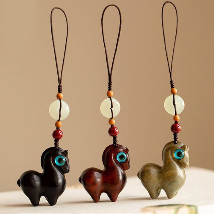 Buddha Stones ​​Jahr des Pferdes Kleinblättriges rotes Sandelholz Grünes Sandelholz Ebenholz Ruhiger Schlüsselanhänger - image 12