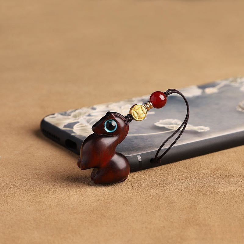 Buddha Stones ​​Jahr des Pferdes Kleinblättriger roter Sandelholz-Schlüsselanhänger Handy-Hängedekoration - image 3