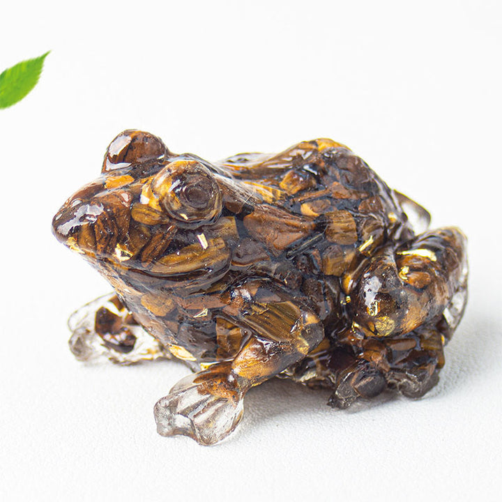 Buddha Stones -Kristall-Tropfenharz-Kleiner-Frosch-Leidenschafts-Dekorationsstatue - Tigerauge (65 x 55 x 38 mm) - image 16