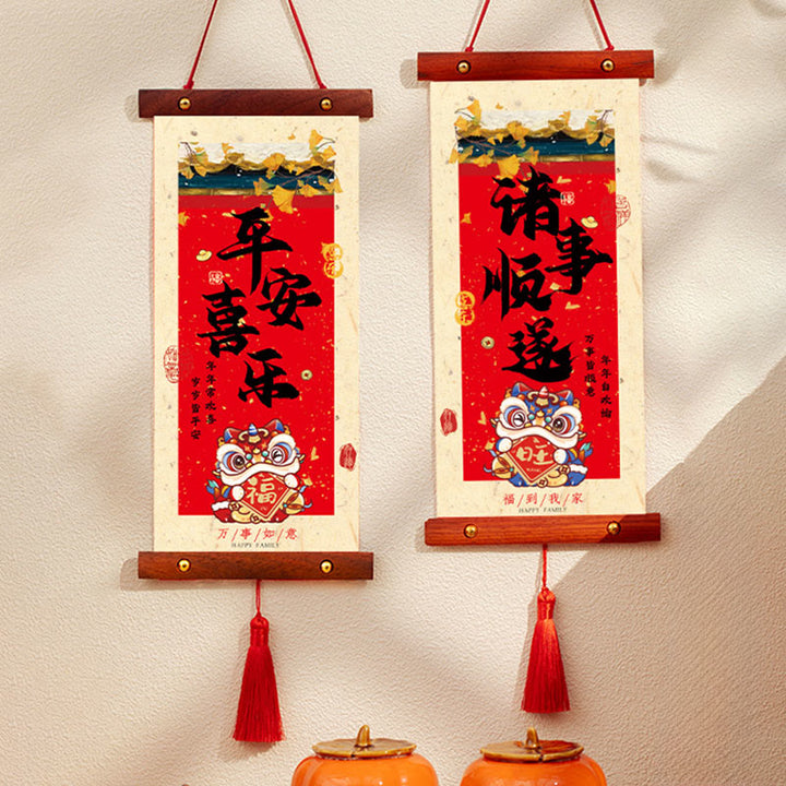 Buddha Stones ​​Jahr des Pferdes Chinesisches Neujahr Frühlingsfest Glücksbringer Hängende Dekoration - Frieden und Freude, Quastenstil, 15 x 53 cm - image 7