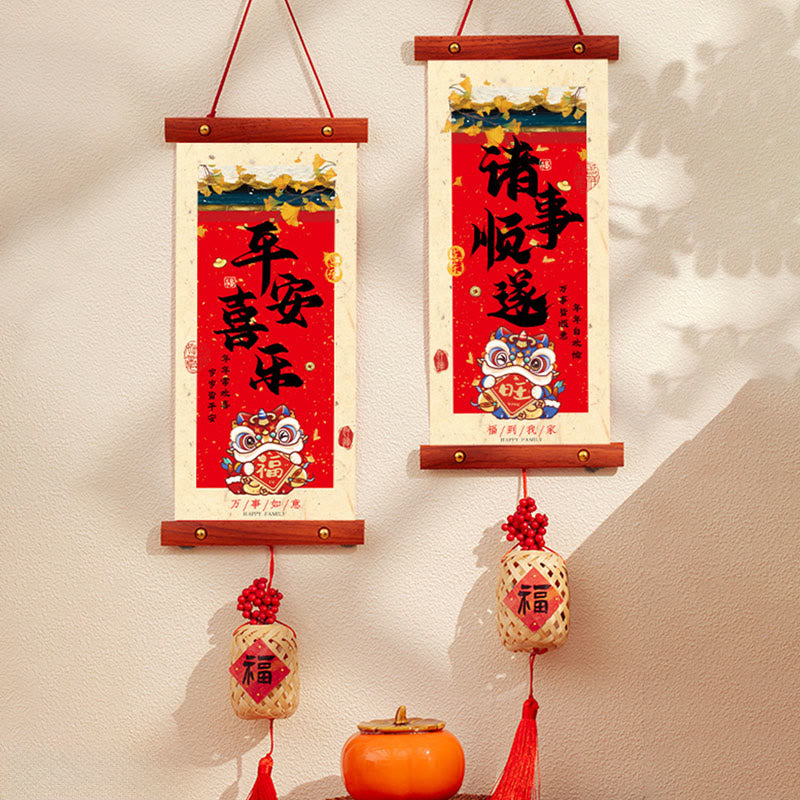 Buddha Stones ​​Jahr des Pferdes Chinesisches Neujahr Frühlingsfest Glücksbringer Hängende Dekoration - Friedens- und Freuden-Fu-Charm-Stil 15 x 60 cm - image 3