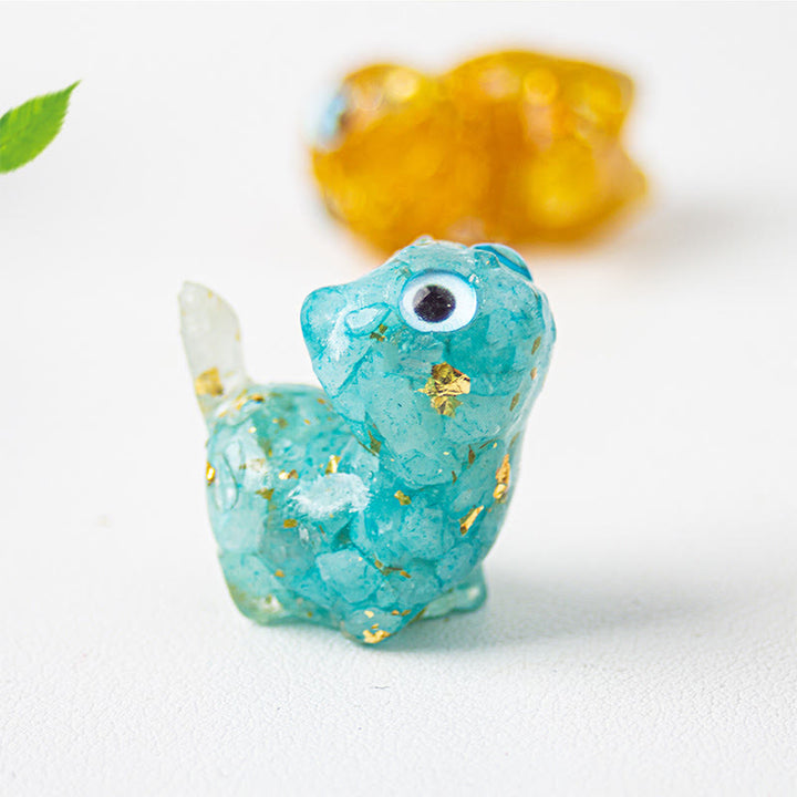 Buddha Stones Kleine Katzenfigur aus Kristall-Tropfenharz – Dekorationsfigur für innere Ruhe und Erfüllung - image 10