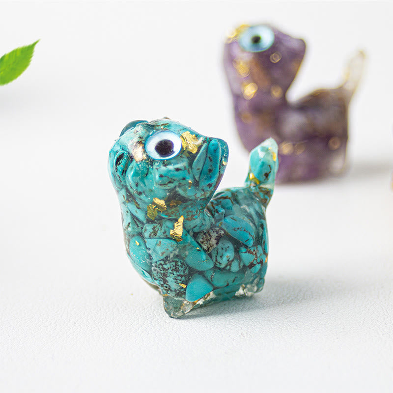 Buddha Stones Kleine Katzenfigur aus Kristall-Tropfenharz – Dekorationsfigur für innere Ruhe und Erfüllung - image 7