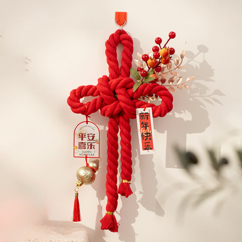 Buddha Stones, Jahr des Pferdes, tanzender Löwe, Fu-Zeichen, chinesische Knoten, Glücksdekoration - Mittelgroßer Kürbis (20 x 40 cm) - image 6