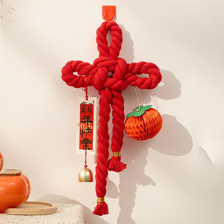 Buddha Stones, Jahr des Pferdes, tanzender Löwe, Fu-Zeichen, chinesische Knoten, Glücksdekoration - Persimone, kleine Größe, 17 x 30 cm - image 10