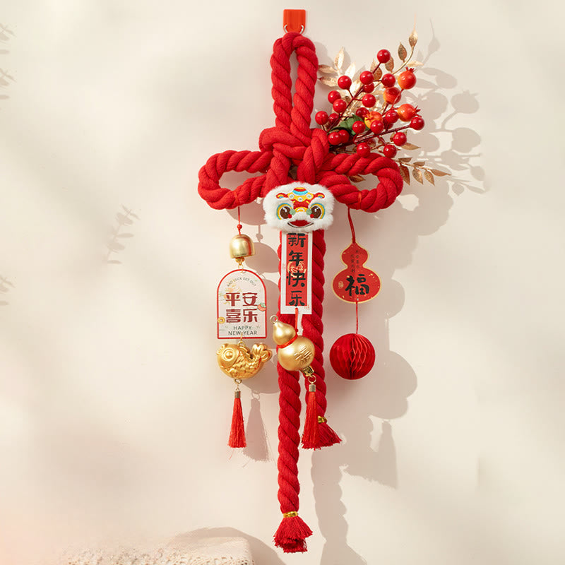 Buddha Stones, Jahr des Pferdes, tanzender Löwe, Fu-Zeichen, chinesische Knoten, Glücksdekoration - Tanzender Löwenkürbis, große Größe 23 x 55 cm - image 16