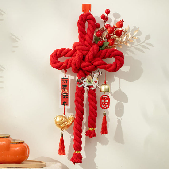 Buddha Stones, Jahr des Pferdes, tanzender Löwe, Fu-Zeichen, chinesische Knoten, Glücksdekoration - Pferd, mittlere Größe, 20 x 40 cm - image 5