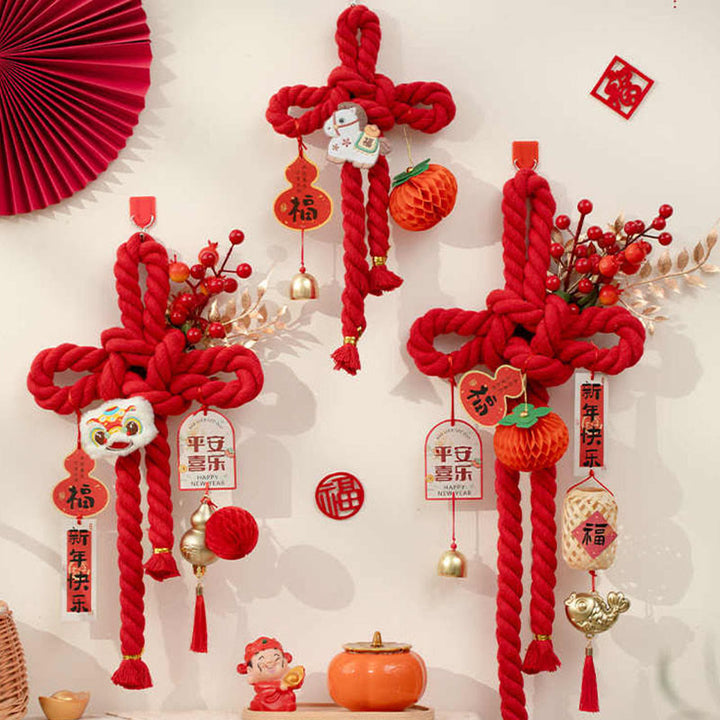 Buddha Stones, Jahr des Pferdes, tanzender Löwe, Fu-Zeichen, chinesische Knoten, Glücksdekoration - image 0