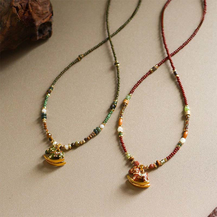 Buddha Stones ​​Jahr des Pferdes Kupfer Tigerauge Verschiedene Perlen Balance Halskette Anhänger - image 0