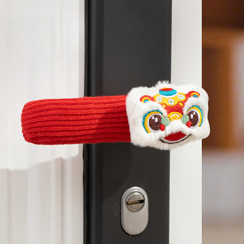 Buddha Stones, Jahr des Pferdes, tanzender Löwe, Fu-Figur, Türgriff, Segensdekoration - 2-teiliges Set: Tanzender Löwe & Kürbis, 16 x 30 cm - image 1