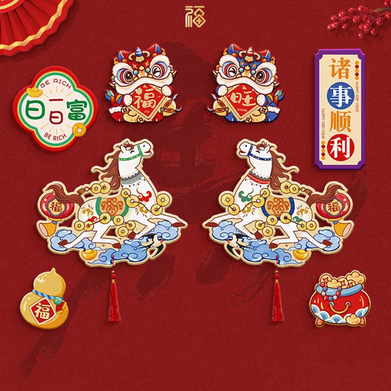 Buddha Stones ​​– Jahr des Pferdes – Kühlschrankmagnet – Rückseite mit Segenswünschen – Dekoration - 8-teiliges Set 3 - image 4