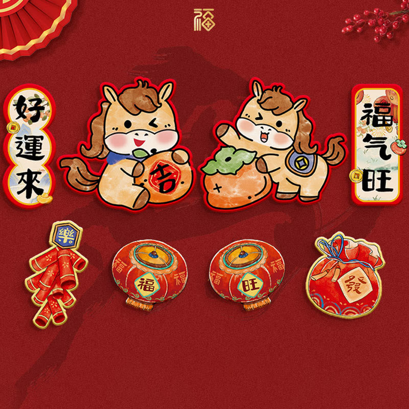 Buddha Stones ​​– Jahr des Pferdes – Kühlschrankmagnet – Rückseite mit Segenswünschen – Dekoration - 8-teiliges Set 1 - image 1